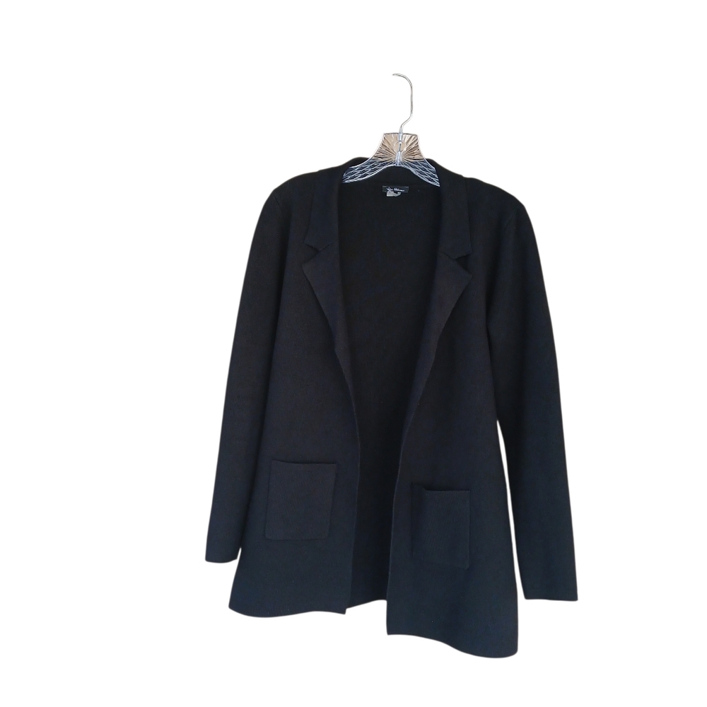 Vila Milano Black Open Front Cotton Blend Blazer Cardigan Small